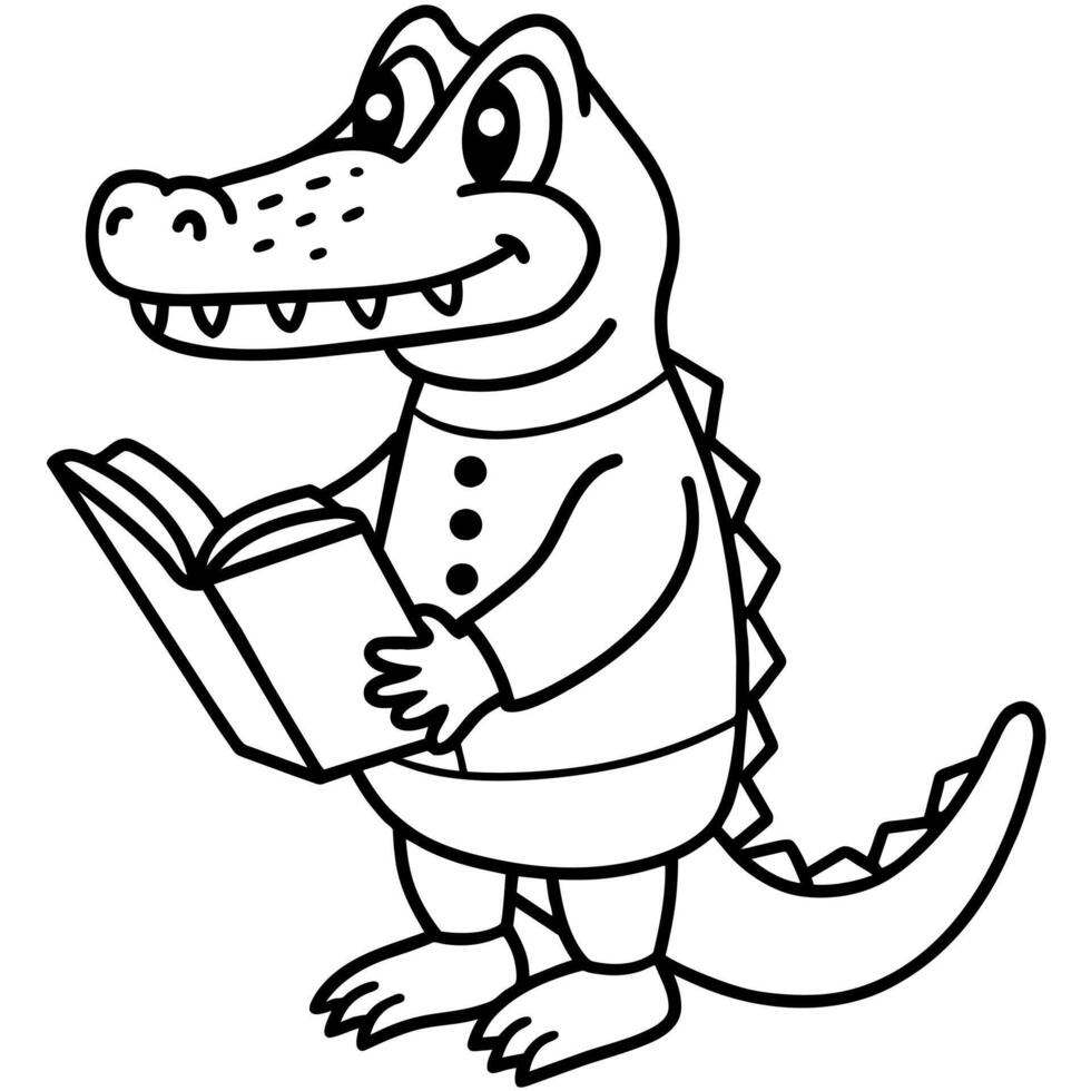 American Crocodile reading icon illustration vector