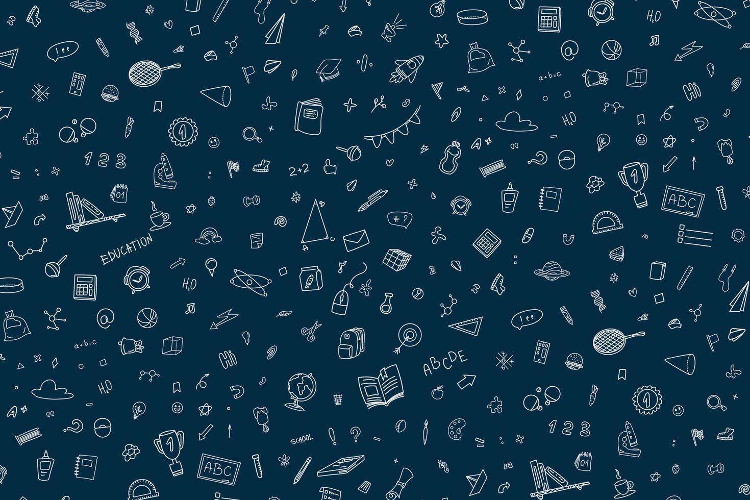 Back to school hand drawn pattern elements on green background. background, banner for poster, advertisement, internet. vector