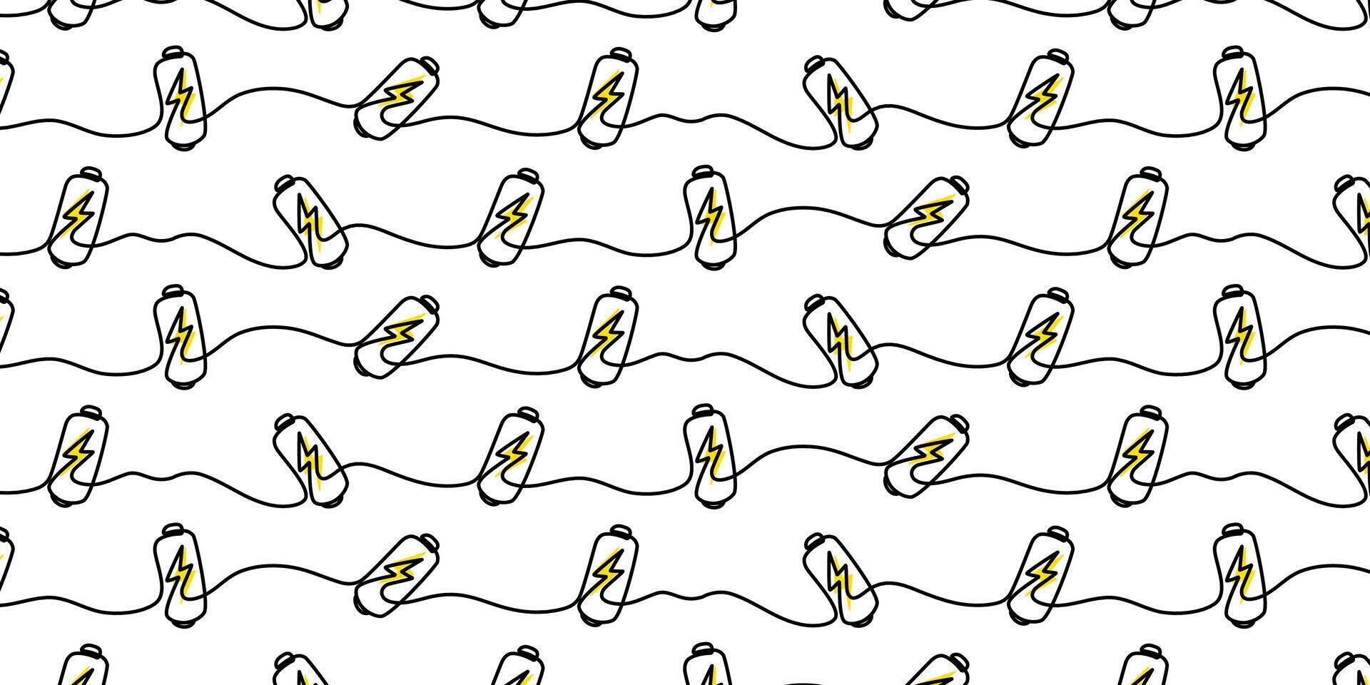 Battery charge icon in line style. Power level illustration on white isolated background. Lithium battery seamless pattern business concept. vector