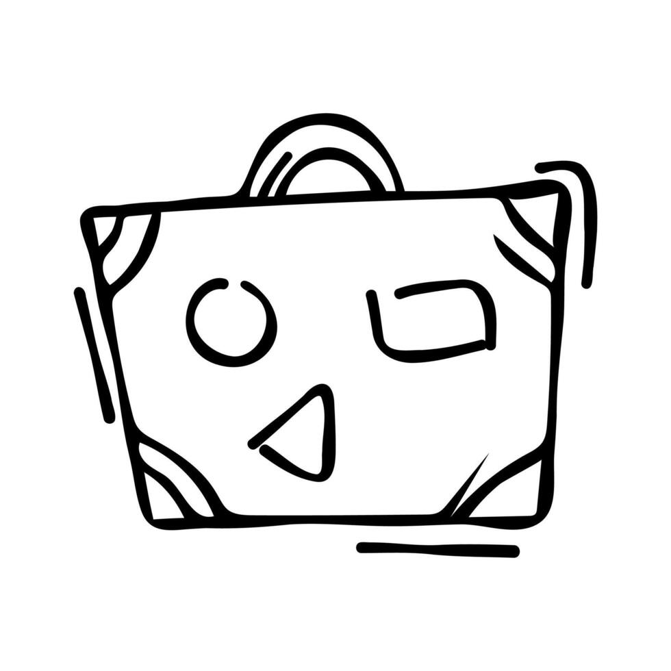 Travel suitcase hand drawn sketch in doodle style. vector