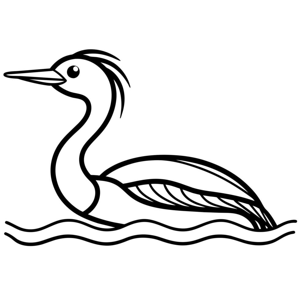 Anhinga bird swims icon illustration vector