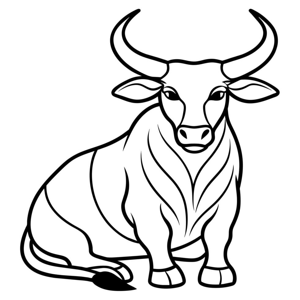 Ankole-Watusi bull sits icon illustration vector