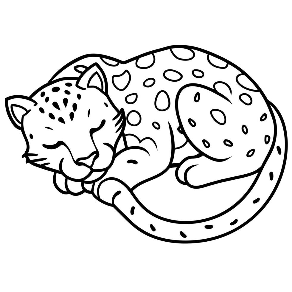 Amur Leopard sleeps icon illustration vector