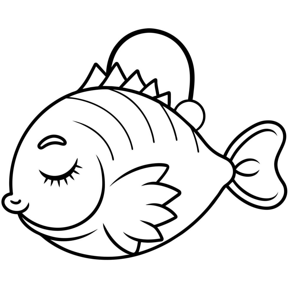 Anglerfish fish sleeps icon illustration vector