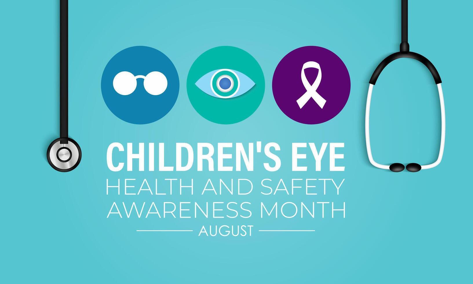 Children's Eye health and safety month. Template for background, banner, card, poster. EPS10 vector