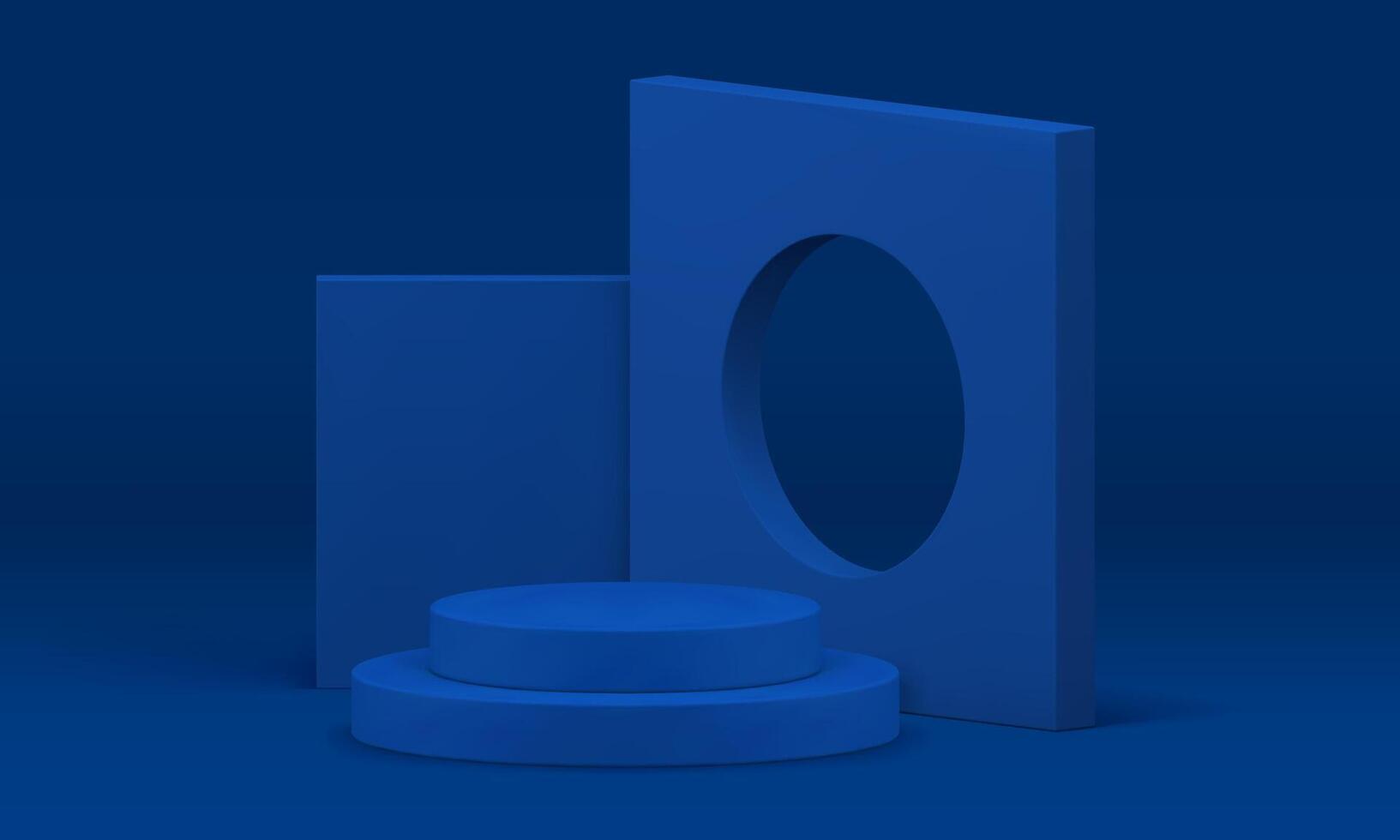 Blue 3d geometric showcase podium pedestal for presentation realistic illustration vector
