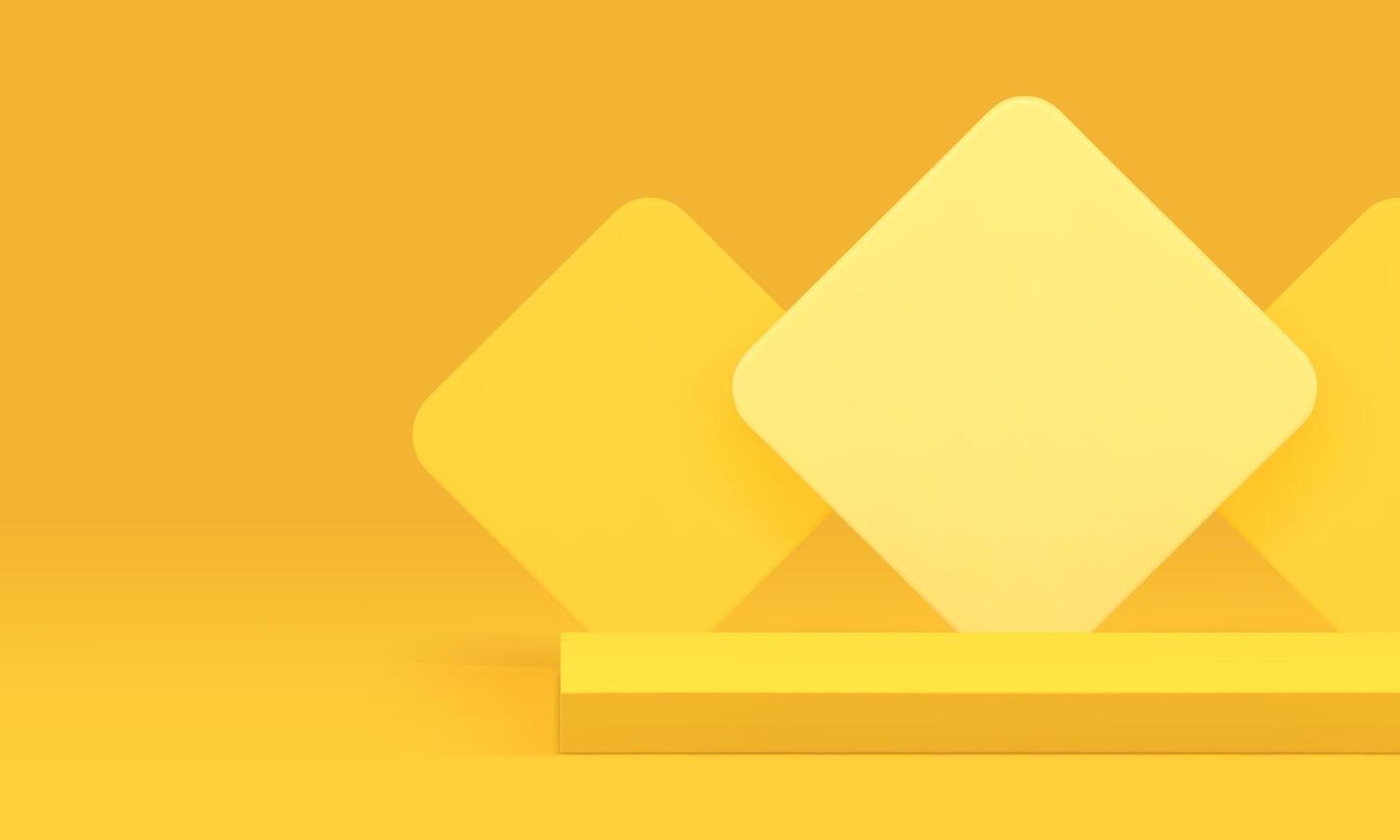 3d podium pedestal yellow showcase for product presentation realistic illustration vector