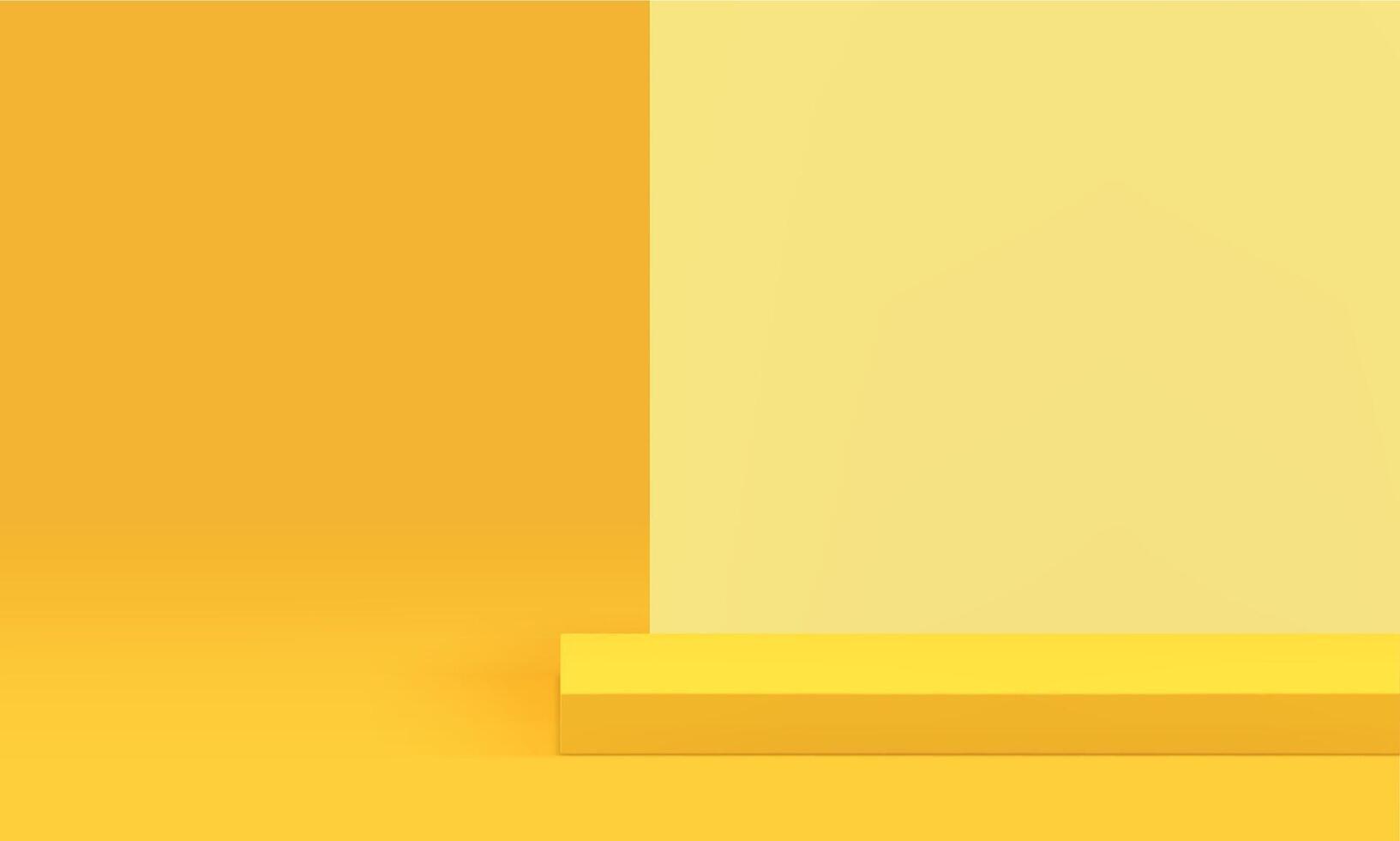 3d yellow podium pedestal stage mock up for product show presentation realistic vector