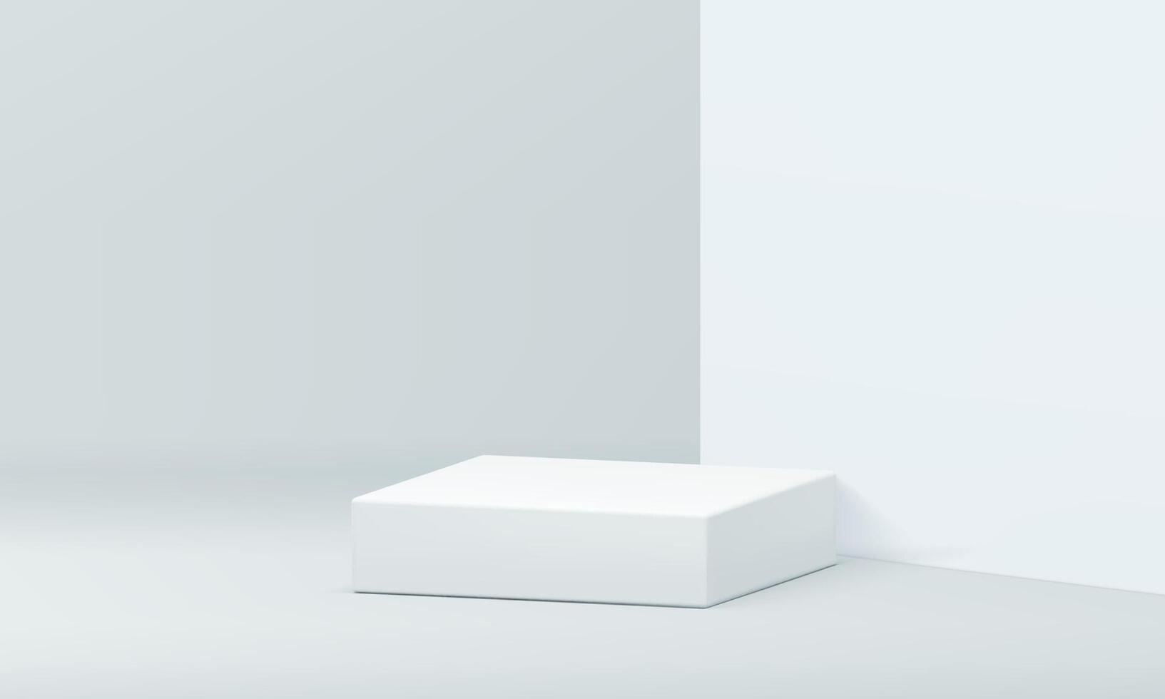 3d display white squared podium mock up for product presentation realistic illustration vector