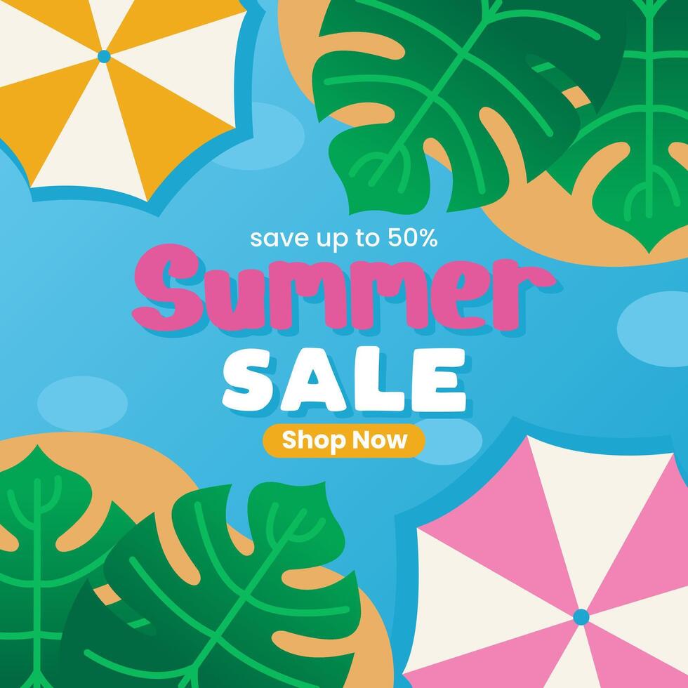 Summer sale flat design template vector