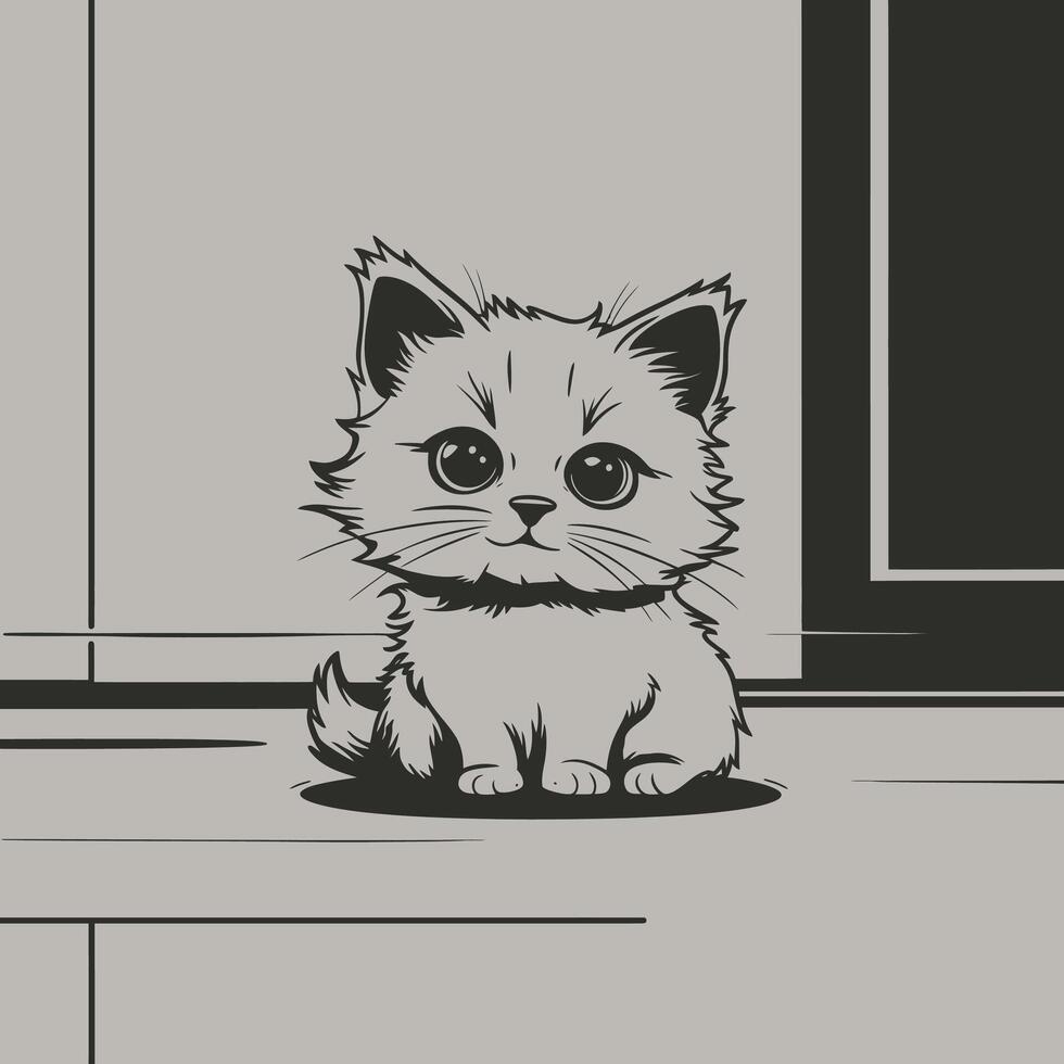 Minimal Cat, Cute Cat, Cute Cat Face, Pussy Cat vector