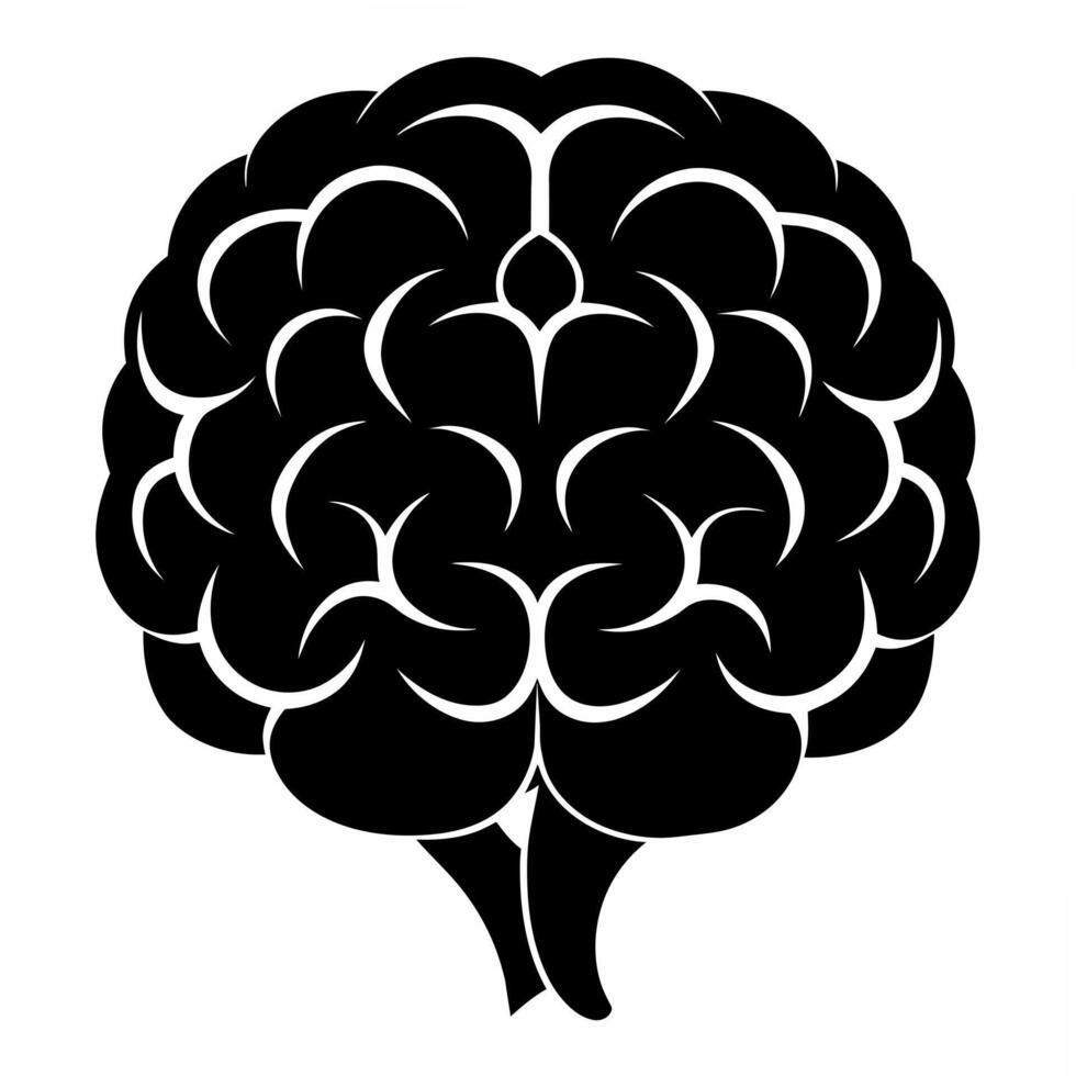 brain black silhouette art illustration vector
