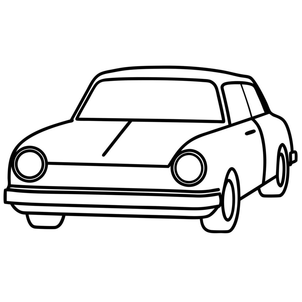 car outline coloring book page line art illustration digital drawing vector