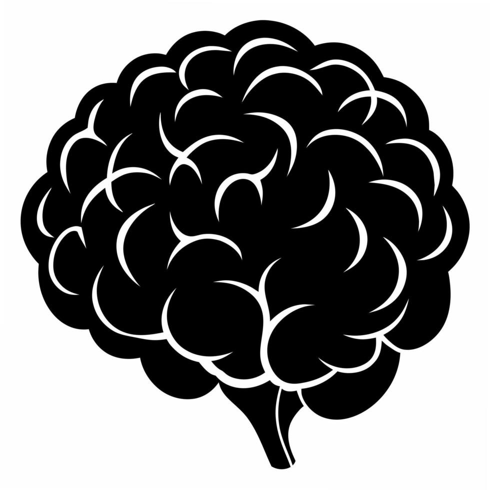 brain black silhouette art illustration vector