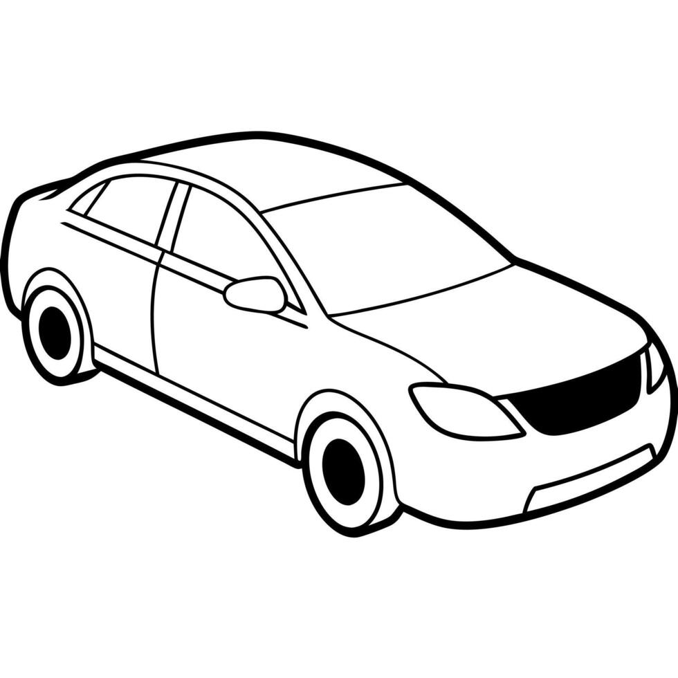 car outline coloring book page line art illustration digital drawing vector
