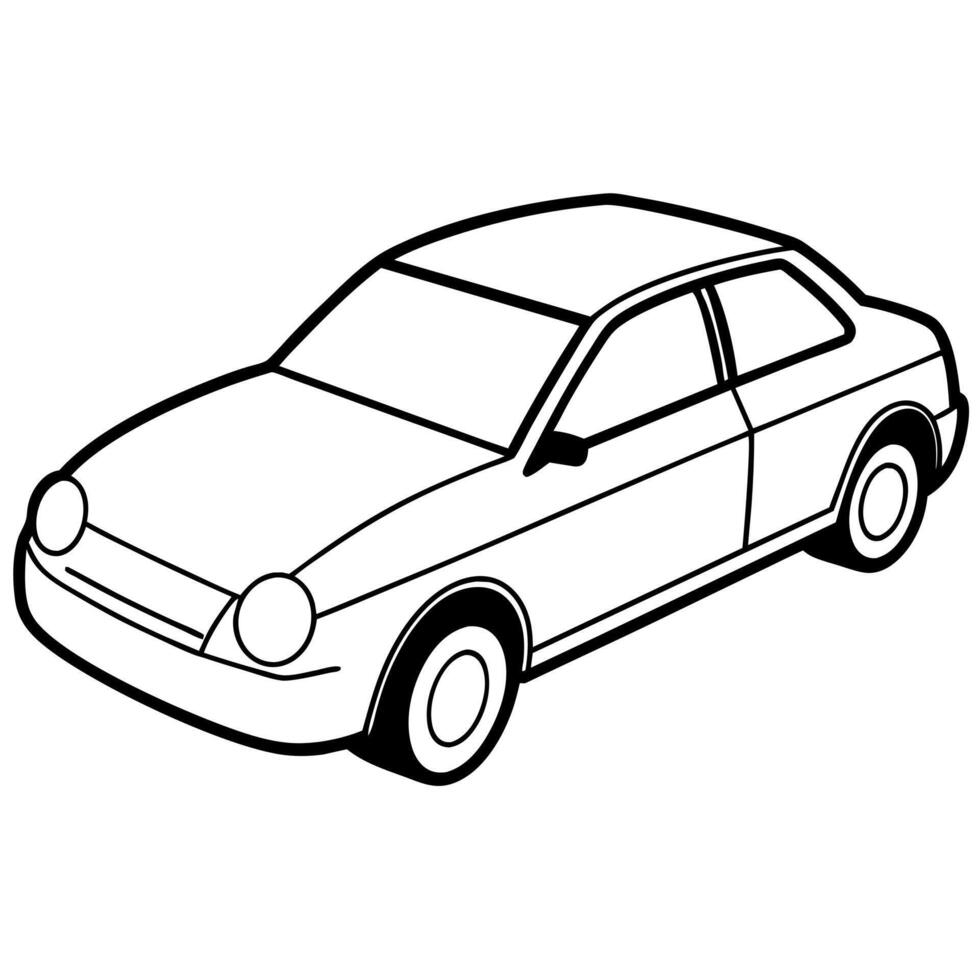 car outline coloring book page line art illustration digital drawing vector