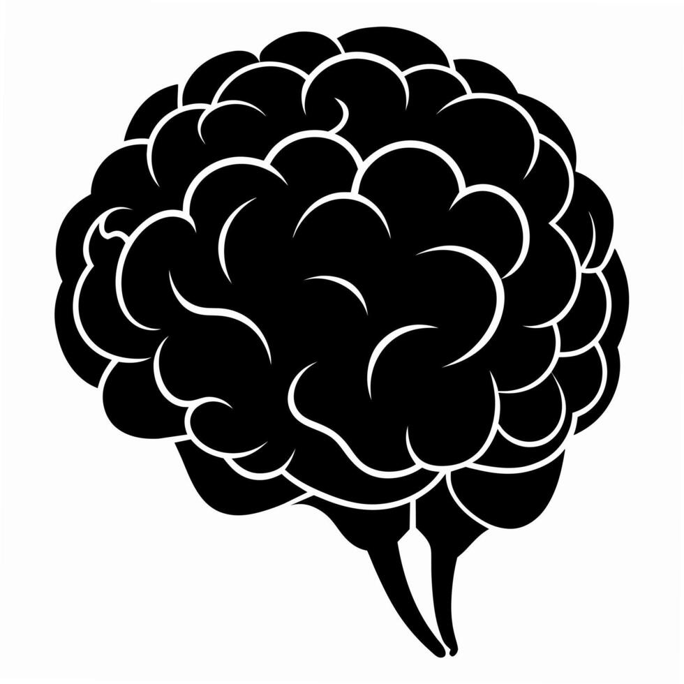 brain black silhouette art illustration vector