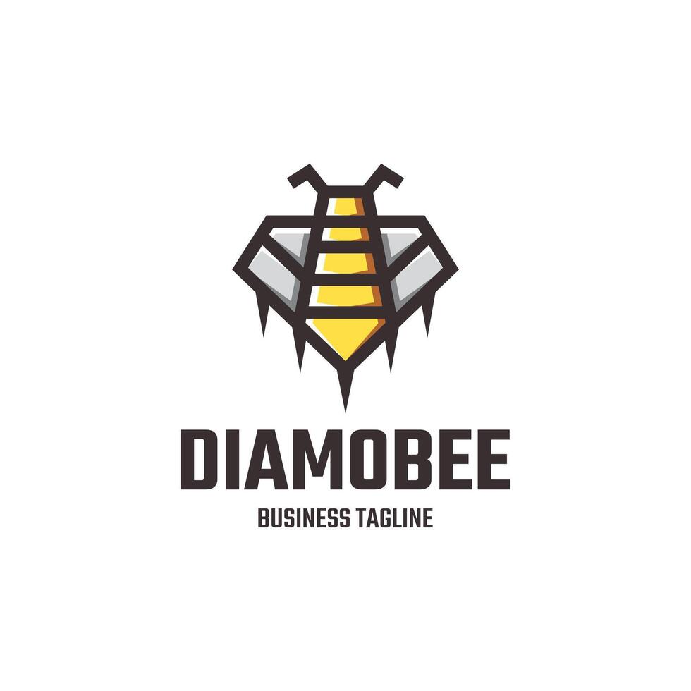 diamond bee logo design vector