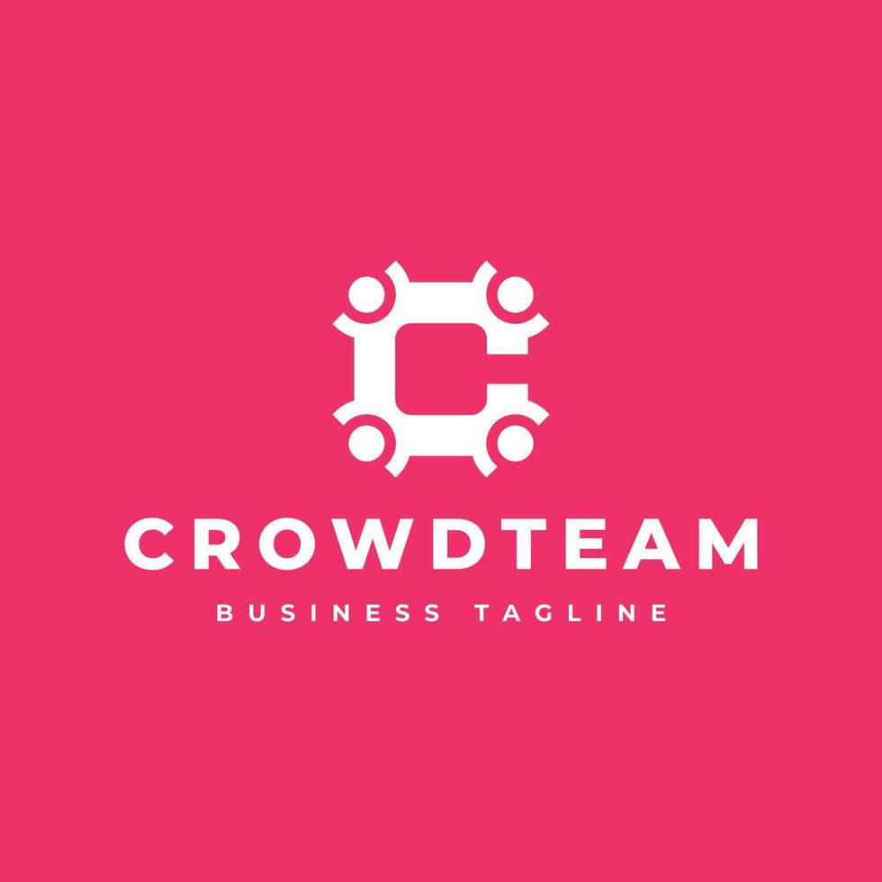 crowd team c letter logo design vector
