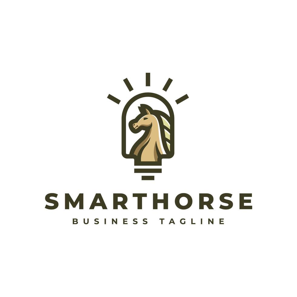 smart horse logo design vector