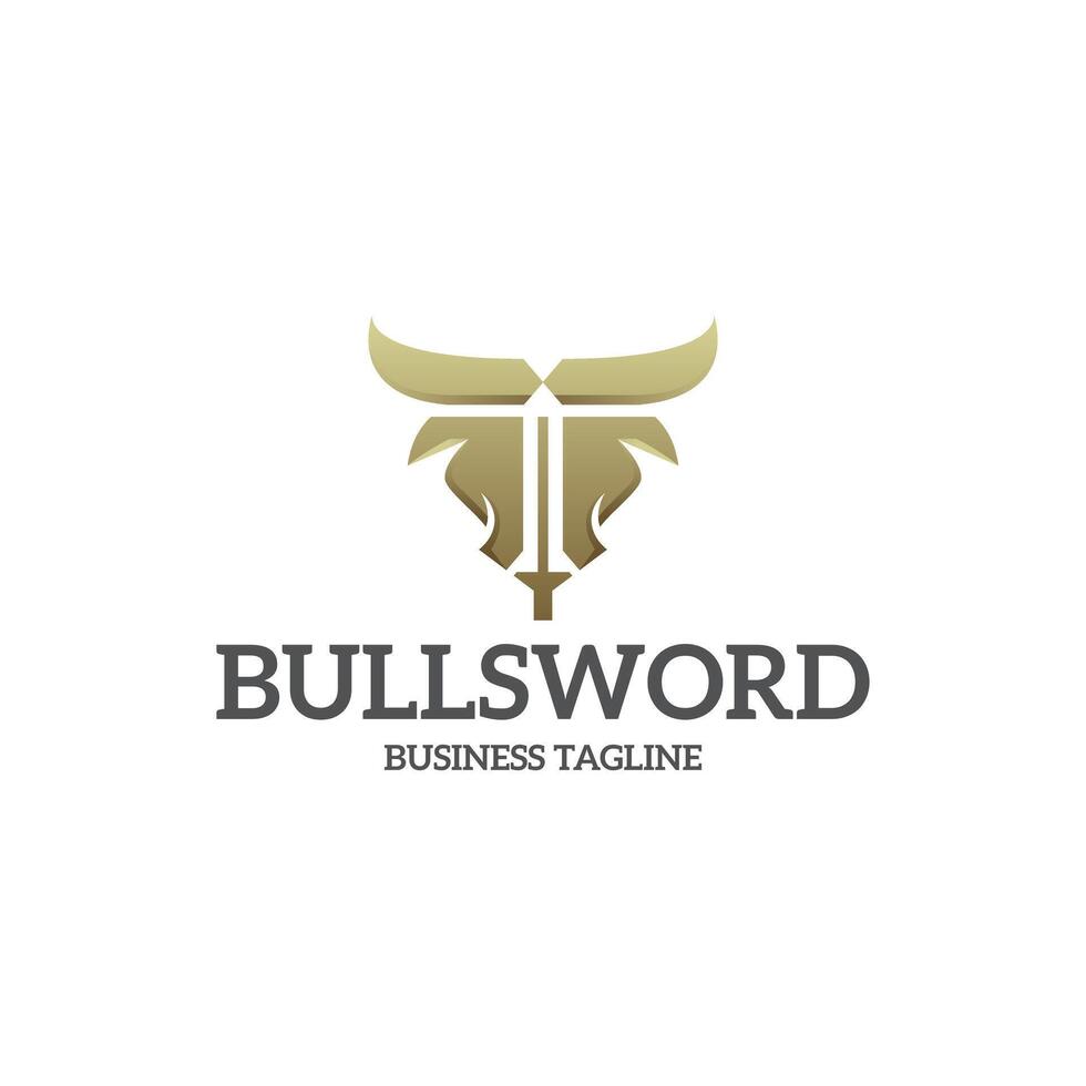 majesty bull sword logo design vector