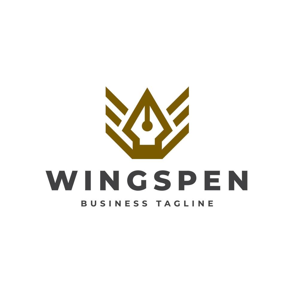 wings pen logo design vector