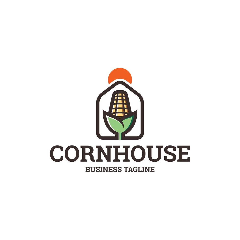 corn house logo design suitable for agriculture vector