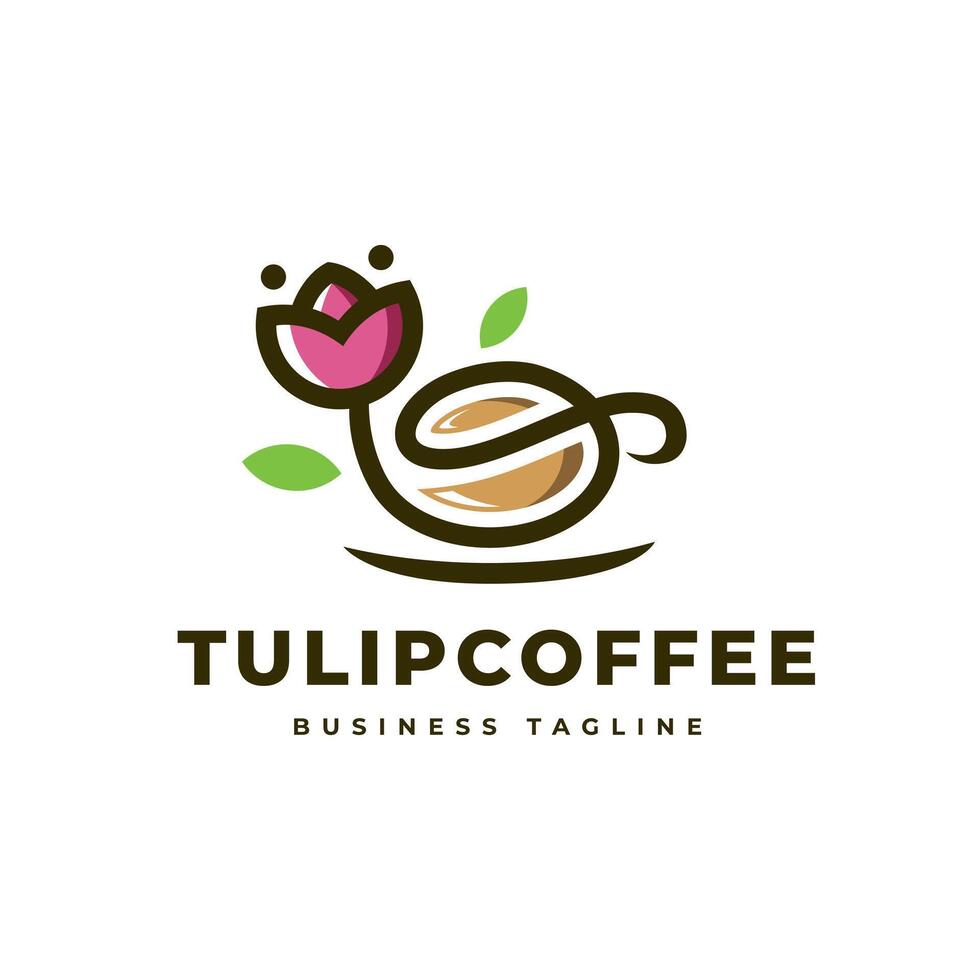 tulip coffee logo design vector