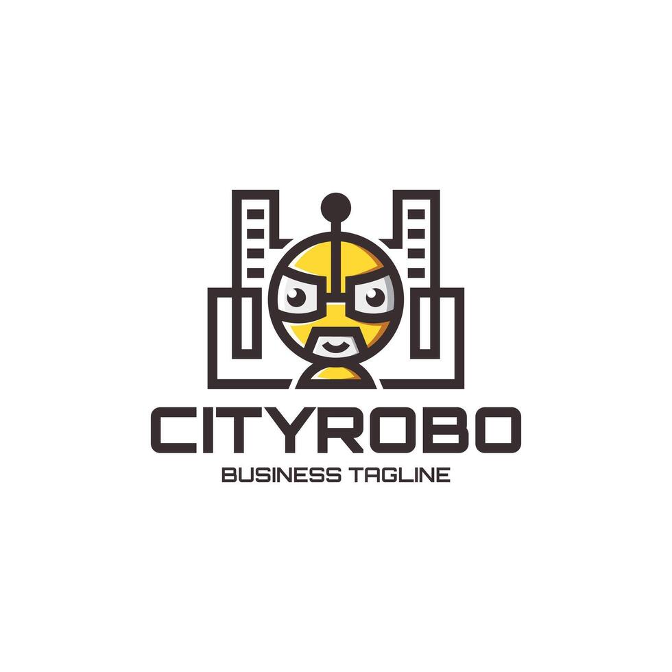 robot city logo design vector