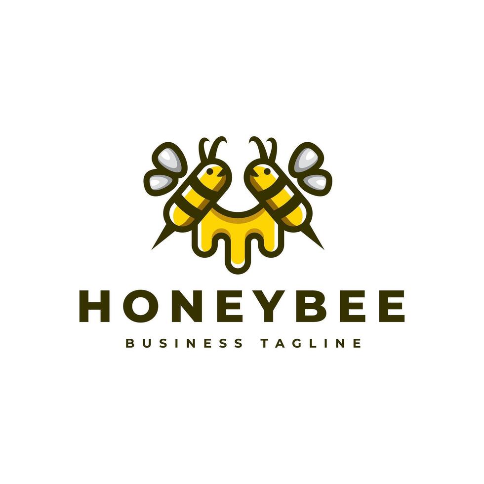 honey bee logo design vector