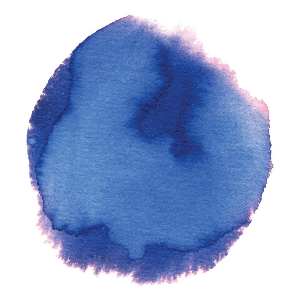 Watercolor paint blob. Vivid colorful ink stain detailed background deep blue color vector