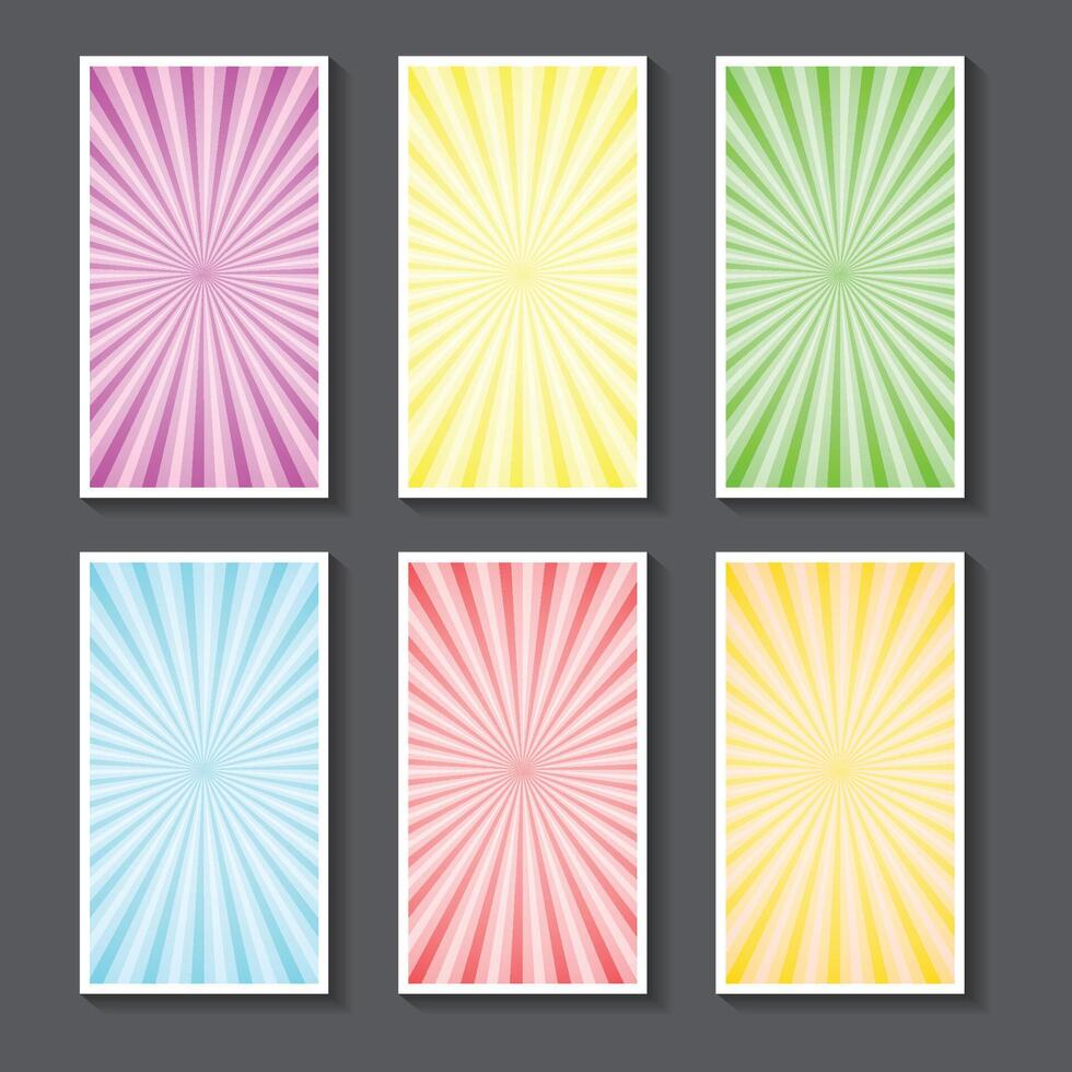 Banner set with abstract colorful sunburst rays vector