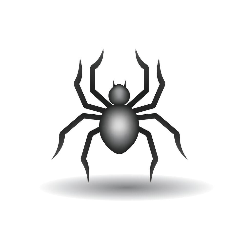 Black eight legged arachnid or spider emoji illustration isolated on white background. 3d illustration. vector