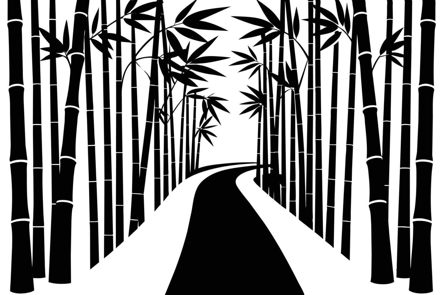 bamboo forest silhouette illustration vector
