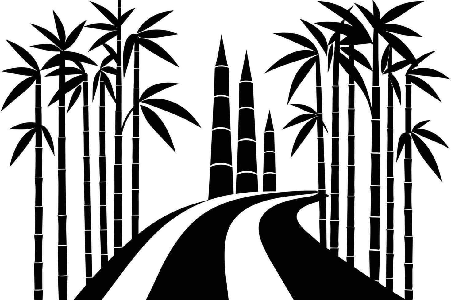 bamboo forest silhouette illustration vector