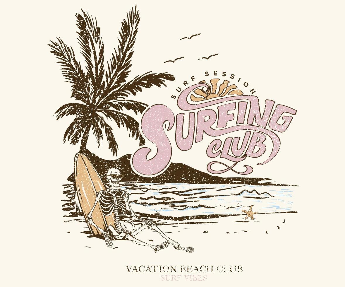 Enjoy beach life. Summer vibes artwork. Surf club design