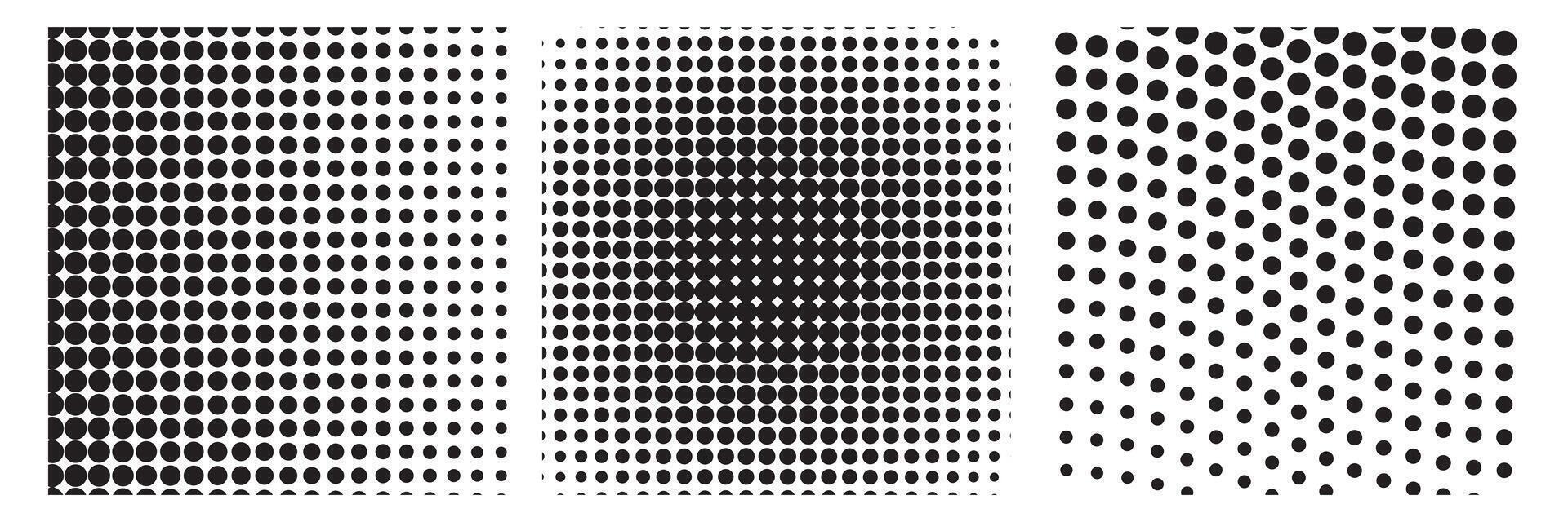Set of Abstract dotted circles, rectangle halftones geometric dots gradient and pop art texture. Dot spray gradation set background. vector
