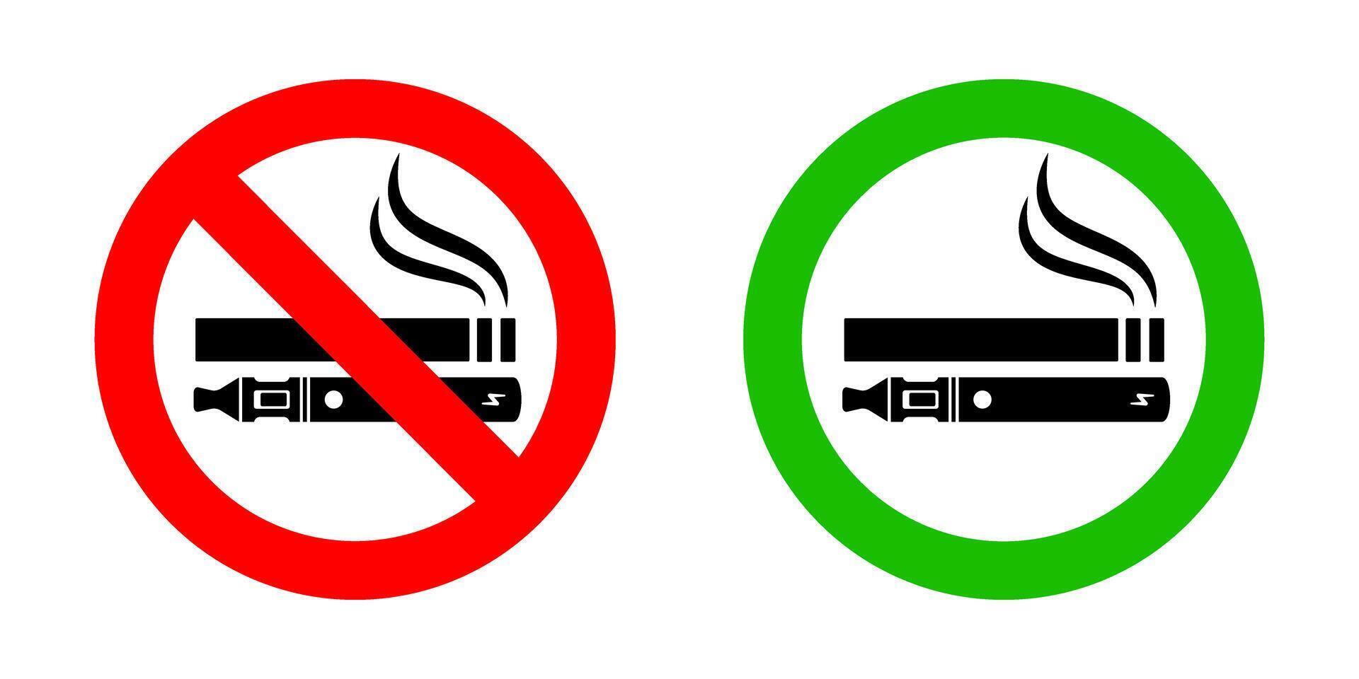No smoking no vaping and smoking area sign set. vector