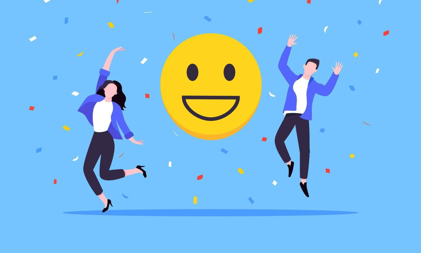 Employee wellbeing and positive emotions attitude business concept flat style illustration. vector