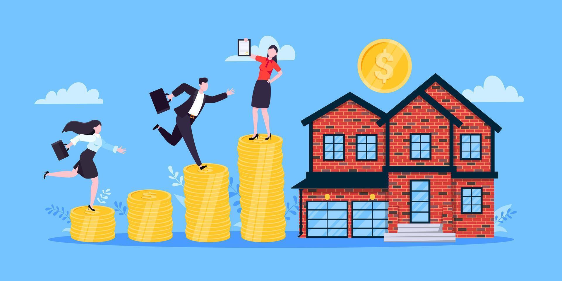 Mortgage refinance to buy a house flat style design business concept. vector