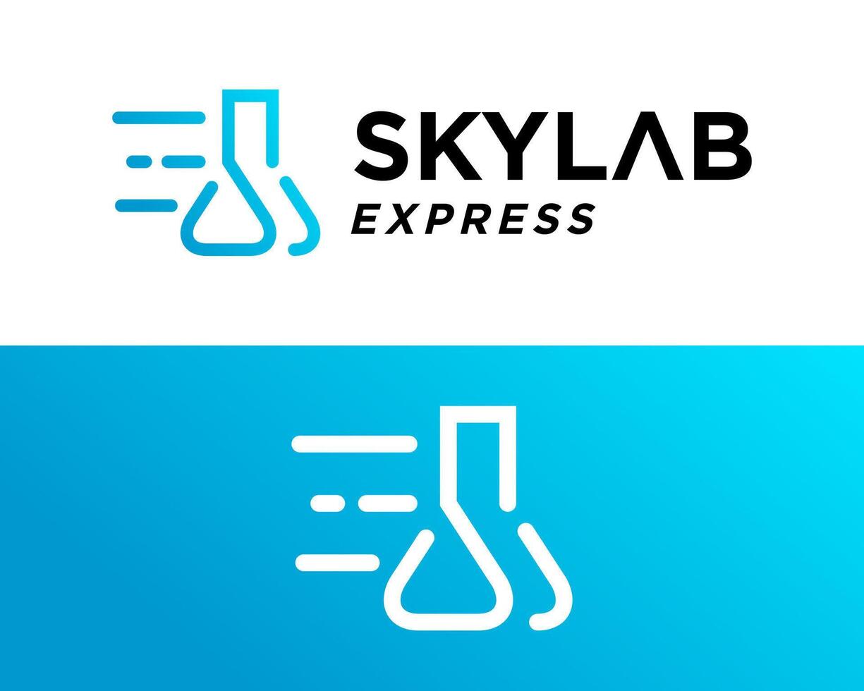 Logo design about laboratory bottle, letter S and fast delivery icon. vector