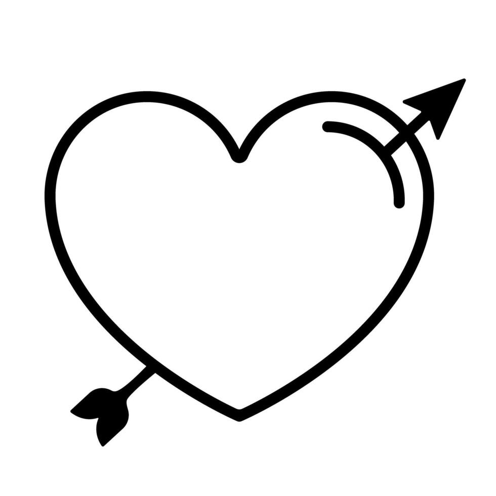 Outline heart pierced by an arrow icon symbol vector