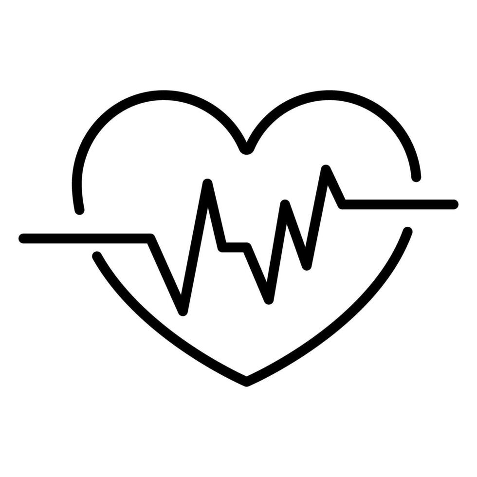 Heartbeat pulse and Heart shape outline Icon symbol vector