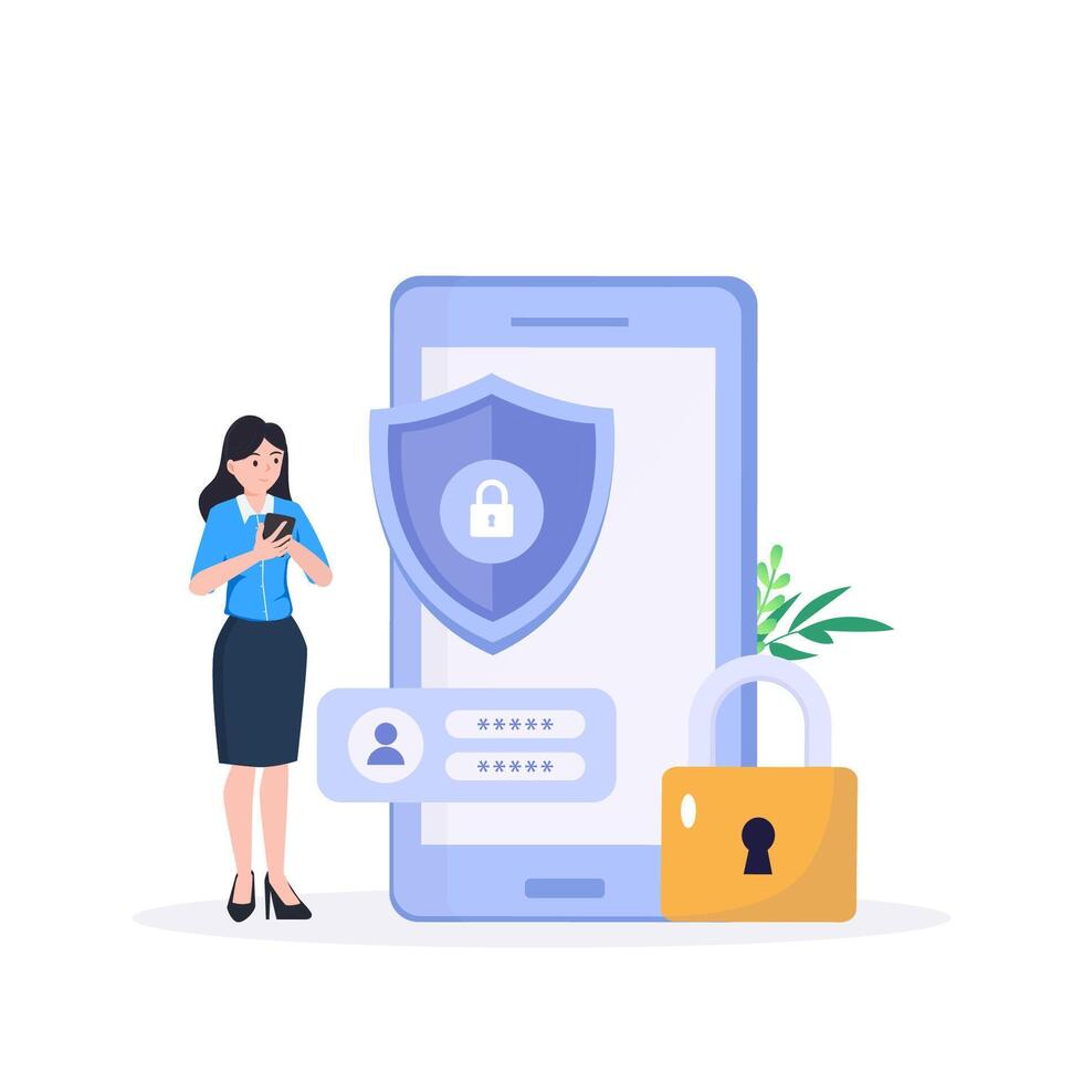 datos proteccion concepto. proteger en computadora datos administración y proteger datos. vector