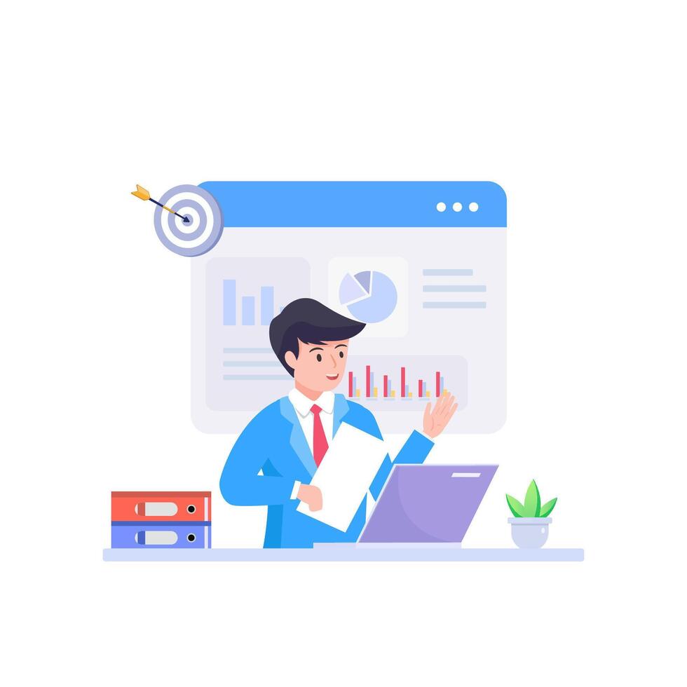 Digital Data Analysis Concept. analyzing data, analytic business. Concept illustration vector