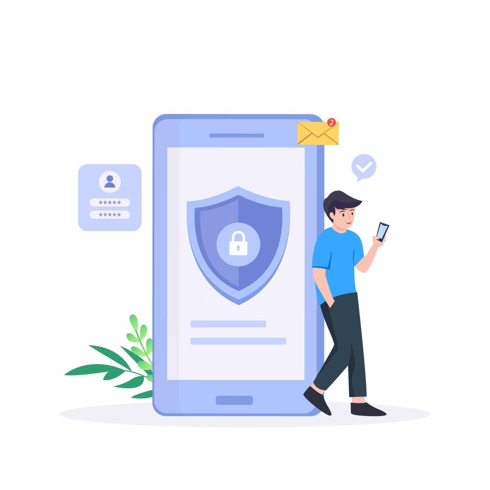 Data protection concept. Shield on Computer data management and protect data. vector
