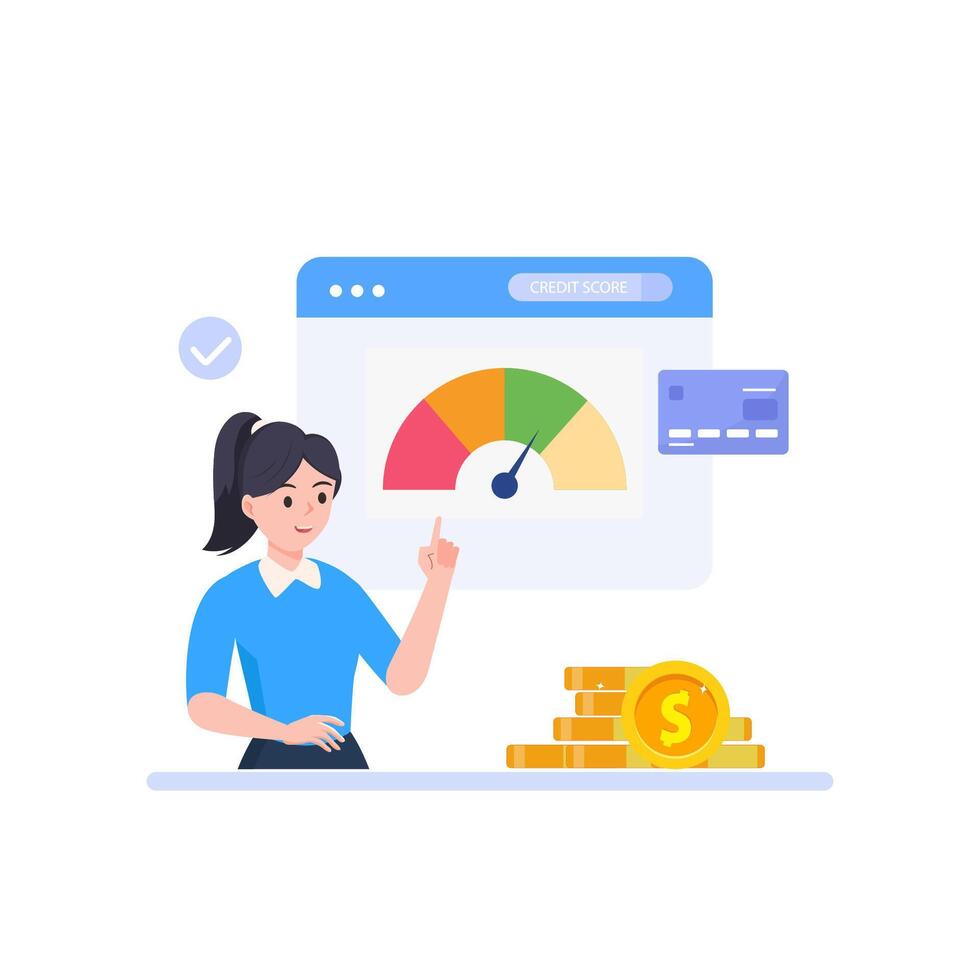 Credit score concept. Document with personal credit history vector