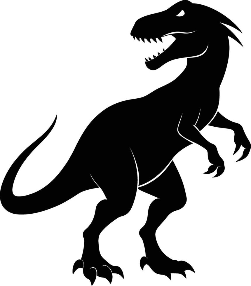 Black and white dinosaur silhouette clipart vector