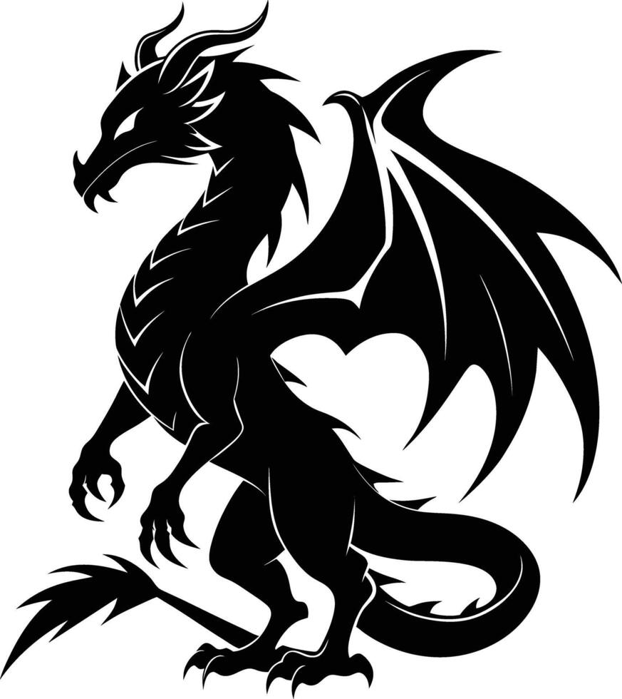 A black dragon silhouette on a white background vector