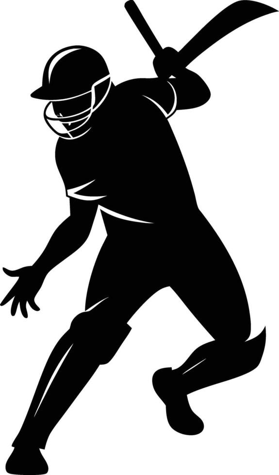 A silhouette of a cricket man holding a bat vector